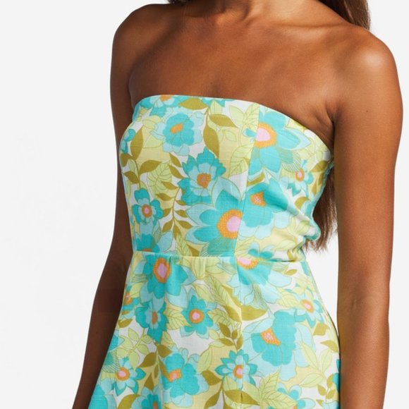 Billabong ! Green Simply The Best Floral Mini Dress - Picture 3 of 8